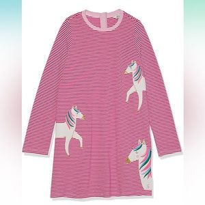 Joules Long Sleeve Striped Unicorn Dress 5Y